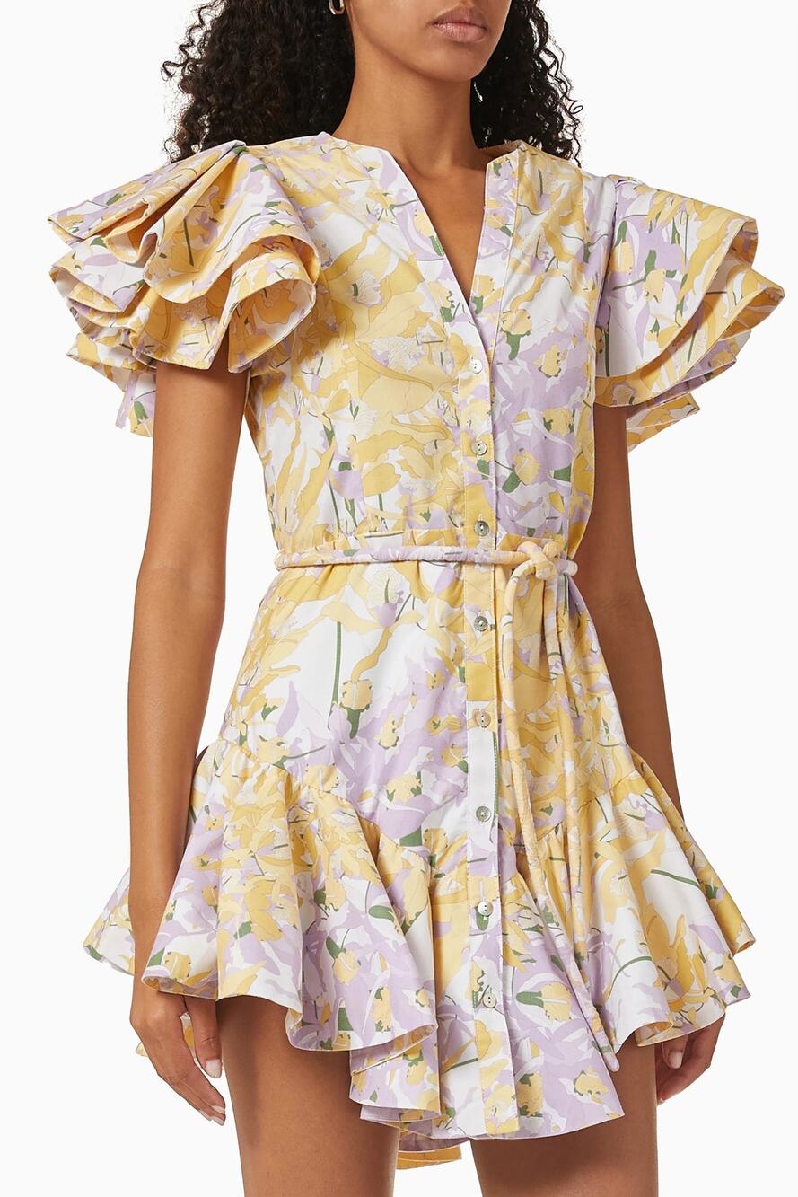 No Pise La Grama Dress Mini Yellow Floral Print Arbolada La Vacanza Size 10